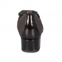 Escarpin pour femmes avec semelle amovible et noeud en tissu et cuir verni marron talon 4 - Pointures disponibles:  32, 45