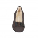 Woman's pump with removable insole and bow in brown fabric and patent leather heel 4 - Available sizes:  32, 45