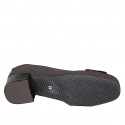 Décolleté da donna con plantare estraibile e fiocco in tessuto e vernice marrone tacco 4 - Misure disponibili: 32