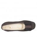 Woman's pump with removable insole and bow in brown fabric and patent leather heel 4 - Available sizes:  32, 45