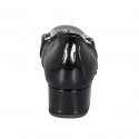 Woman's pump with removable insole, accessory and captoe in black leather and patent leather heel 3 - Available sizes:  32