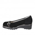 Woman's pump with removable insole and accessory in black suede wedge heel 4 - Available sizes:  43