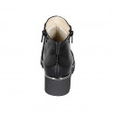 Woman's ankle boot with removable insole and zippers in black suede and patent leather wedge heel 4 - Available sizes:  33, 34, 44