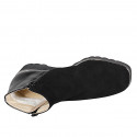 Woman's ankle boot with removable insole and zippers in black suede and patent leather wedge heel 4 - Available sizes:  33, 34, 44