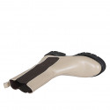 Woman's high ankle boot in dove grey leather with elastic bands heel 3 - Available sizes:  35, 43