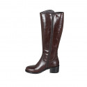 Woman's boot with zipper in brown leather with heel 5 - Available sizes:  32, 43, 44
