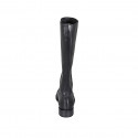 Woman's boot in black leather with zipper and wingtip heel 3 - Available sizes:  33, 44, 45