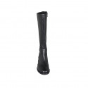 Woman's boot in black leather with zipper and wingtip heel 3 - Available sizes:  33, 44, 45