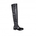 Bottes au-dessus de genou pour femmes en cuir et matériau élastique noir talon 3 - Pointures disponibles:  33, 34
