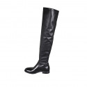 Bottes au-dessus de genou pour femmes en cuir et matériau élastique noir talon 3 - Pointures disponibles:  33, 34