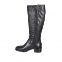 Woman's boot with squared tip and zipper in black leather heel 4 - Available sizes:  42