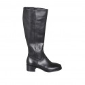 Woman's boot with squared tip and zipper in black leather heel 4 - Available sizes:  42