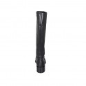 Woman's boot with squared tip and zipper in black leather heel 4 - Available sizes:  42