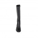 Woman's boot with squared tip and zipper in black leather heel 4 - Available sizes:  42
