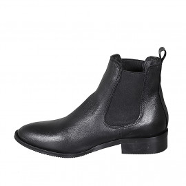 Bottines à bout pointu pour femmes avec elastiques en cuir noir avec talon 3 - Pointures disponibles:  32, 45 2