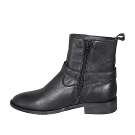Botines a punta para mujer con hebilla en piel negra con tacon 3 - Tallas disponibles:  32 2