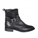 Woman's pointy ankle boot with buckle in black leather with heel 3 - Available sizes:  32, 45