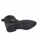 Woman's pointy ankle boot with buckle in black leather with heel 3 - Available sizes:  32, 45