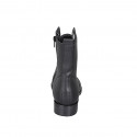 Bottines pour femmes à lacets avec fermeture éclair en cuir lisse noir talon 3 - Pointures disponibles:  32, 33, 44