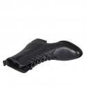 Bottines pour femmes à lacets avec fermeture éclair en cuir lisse noir talon 3 - Pointures disponibles:  32, 33, 44
