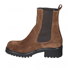 Bottines pour femmes en daim marron avec élastiques talon 5 - Pointures disponibles:  45 2