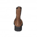Woman's ankle boot in brown suede with elastic bands heel 5 - Available sizes:  42, 44, 45