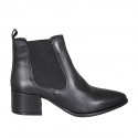 Woman's pointy and low ankle boot with elastic bands in black leather heel 5 - Available sizes:  42, 43, 45