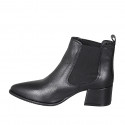 Woman's pointy and low ankle boot with elastic bands in black leather heel 5 - Available sizes:  42, 43, 45