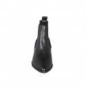 Woman's pointy and low ankle boot with elastic bands in black leather heel 5 - Available sizes:  42, 43, 45