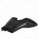 Woman's pointy and low ankle boot with elastic bands in black leather heel 5 - Available sizes:  42, 43, 45