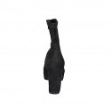 Woman's ankle boot with zipper and platform in black elastic material and suede heel 10 - Available sizes:  42, 43, 45