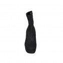 Woman's ankle boot with zipper and platform in black elastic material and suede heel 10 - Available sizes:  42, 43, 45
