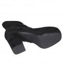 Woman's ankle boot with zipper and platform in black elastic material and suede heel 10 - Available sizes:  42, 43, 45