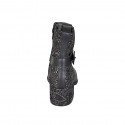 Bottine à bout pointu pour femmes avec fermeture éclair et boucle en daim imprimé bronce et cuir noir talon 5 - Pointures disponibles:  32, 33, 42, 43, 45