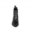 Bottine à bout pointu pour femmes avec fermeture éclair et boucle en daim imprimé bronce et cuir noir talon 5 - Pointures disponibles:  32, 33, 42, 43, 45