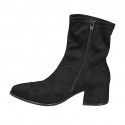 Bottines à bout pointu pour femmes en daim et daim élastique noir avec fermeture éclair et bout droit talon 5 - Pointures disponibles:  32, 33, 34, 42, 45