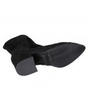 Bottines à bout pointu pour femmes en daim et daim élastique noir avec fermeture éclair et bout droit talon 5 - Pointures disponibles:  32, 33, 34, 42, 45