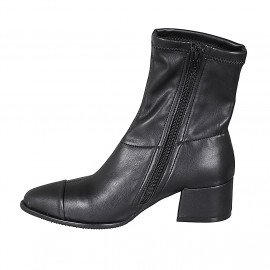Botines a punta para mujer en piel y piel elastica negra con puntera y cremallera tacon 5 - Tallas disponibles:  34, 44 2