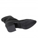 Bottines à bout pointu pour femmes en cuir et cuir élastique noir avec fermeture éclair et bout droit talon 5 - Pointures disponibles:  33, 34, 44