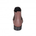 Woman's low ankle boot with elastic bands in brown leather heel 3 - Available sizes:  44, 45