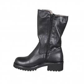 Bota para mujer con cremalleras en piel negra tacon 5 - Tallas disponibles:  42 2