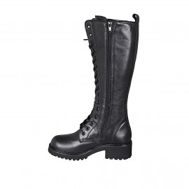 Bottes pour femmes avec lacets et fermeture éclair en cuir noir avec talon 5 - Pointures disponibles:  33 2