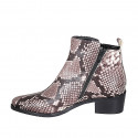 Woman's ankle boot with zippers in multicolored printed leather heel 5 - Available sizes:  44