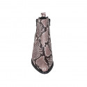 Woman's ankle boot with zippers in multicolored printed leather heel 5 - Available sizes:  44