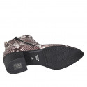 Woman's ankle boot with zippers in multicolored printed leather heel 5 - Available sizes:  44