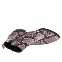 Woman's ankle boot with zippers in multicolored printed leather heel 5 - Available sizes:  44