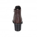 Woman's ankle boot with zipper and elastic band in brown leather heel 6 - Available sizes:  32, 43, 44, 45