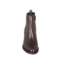 Woman's ankle boot with zipper and elastic band in brown leather heel 6 - Available sizes:  32, 43, 44, 45
