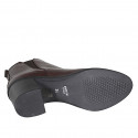 Botin para mujer con cremallera y elastico en piel marron tacon 6 - Tallas disponibles:  32, 43, 44, 45