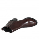 Woman's ankle boot with zipper and elastic band in brown leather heel 6 - Available sizes:  32, 43, 44, 45